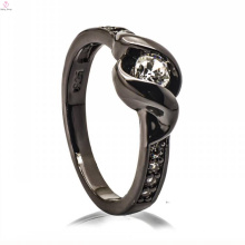 Diseño de anillo de resina de plata del jade 925 de cobre negro joyería de moda para la mujer